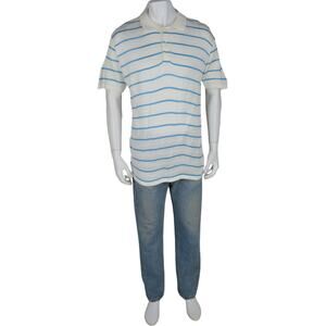 Oleg Cassini Striped Polo Knit Shirt